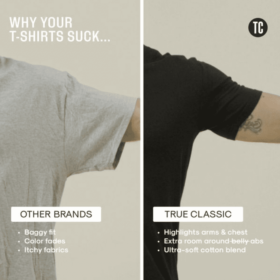 True Classic's meta ad is a great example of the "us vs them" framework.