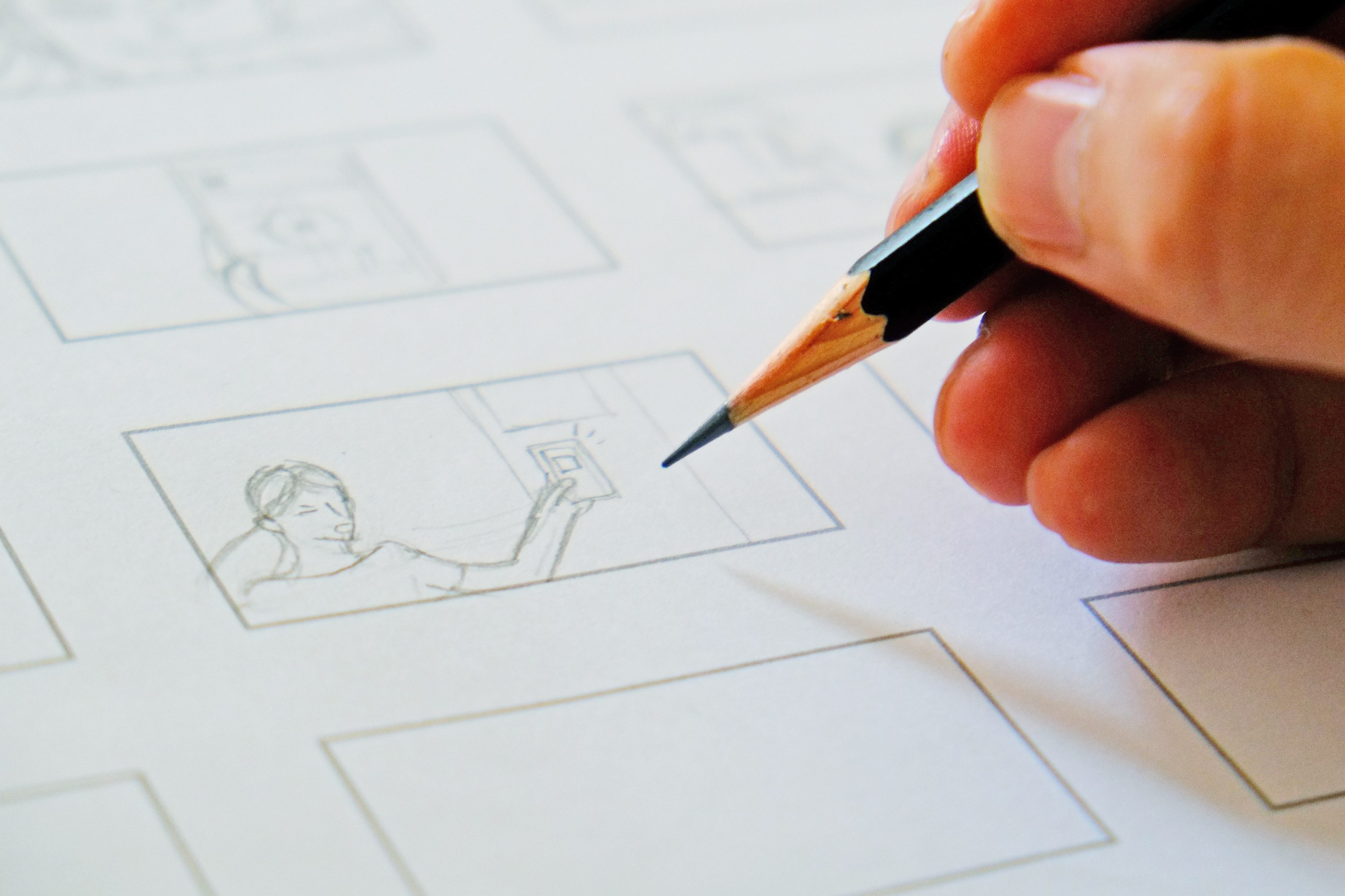 Storyboarding an explainer video on paper