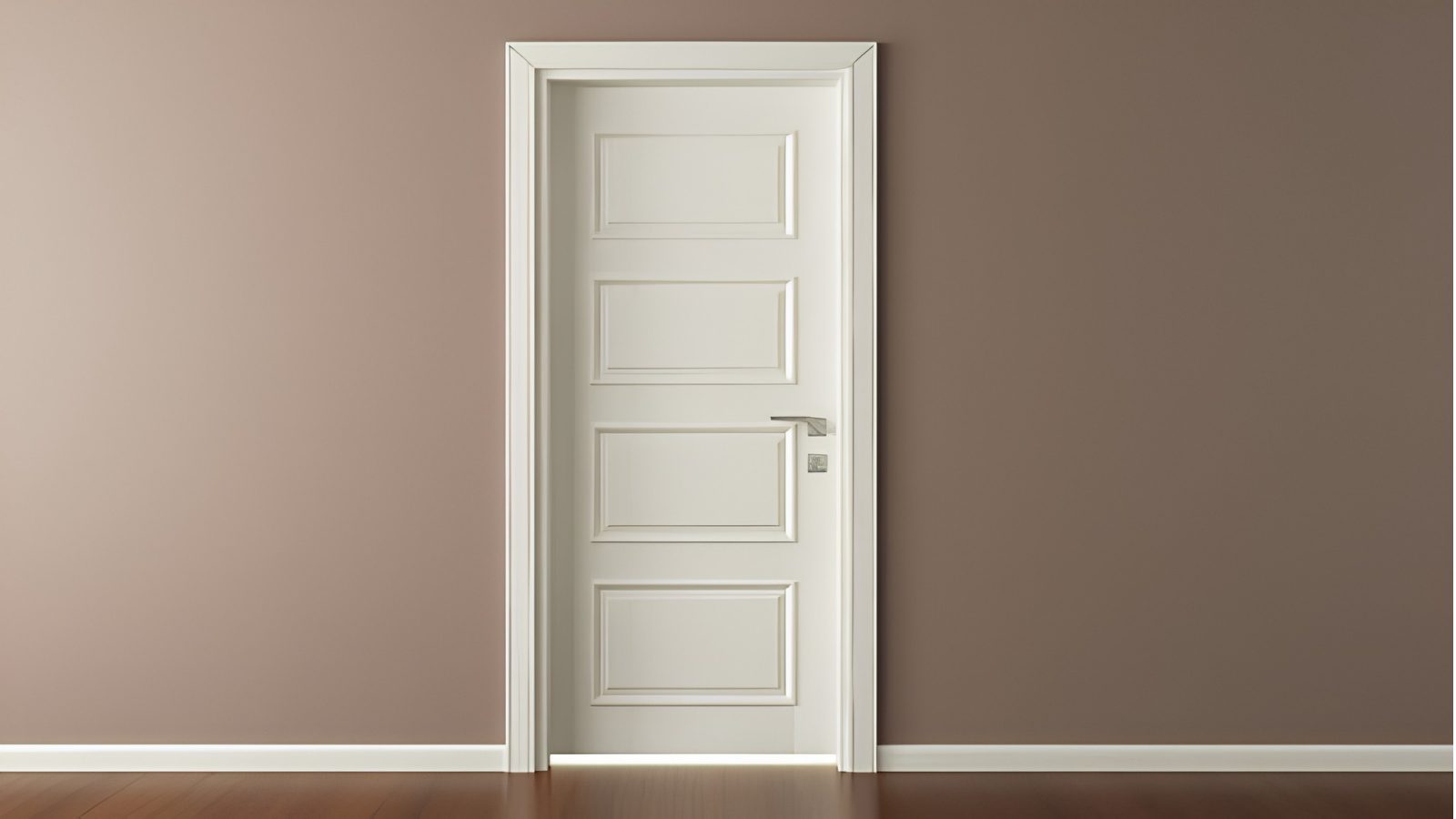 White door, brown wall