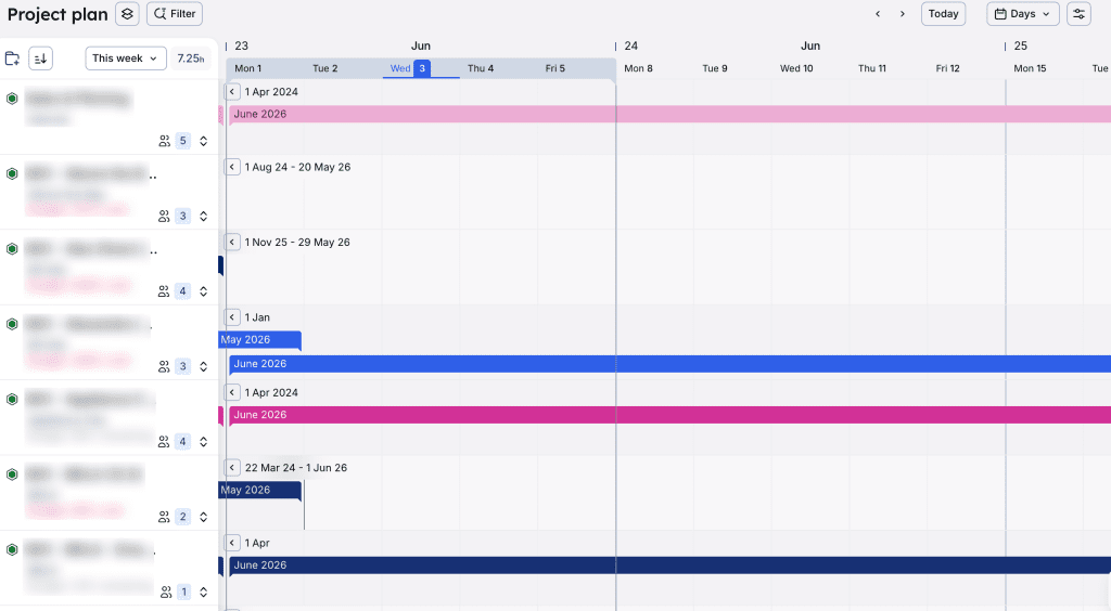 Screenshot showing project plan in Float